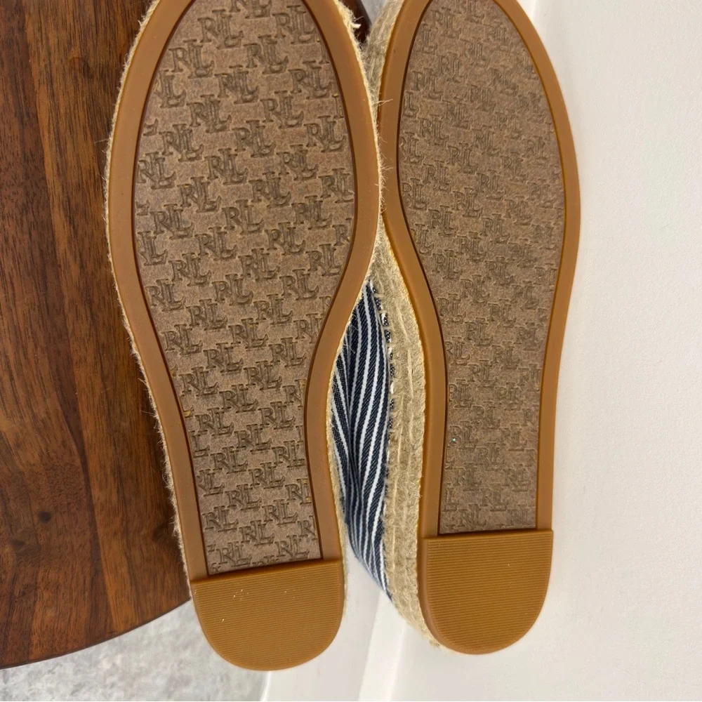 The Lauren‎ Ralph Lauren Luize Striped Canvas Ballet Espadrille Sz 7